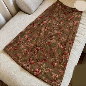 Vintage 90s corduroy eddie bauer aline floral skirt